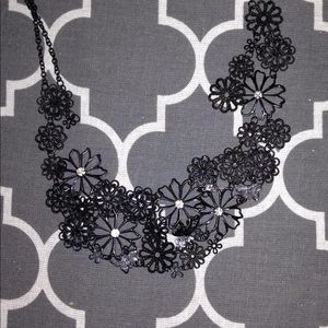 Black floral statement necklace